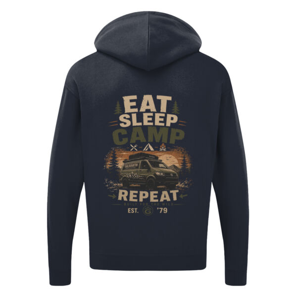 Eat, sleep, camp repeat! (Small Galavantin logo front) and (Large logo on back)  Thumbnail